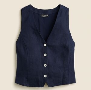 J. Crew Linen Vest Navy Blue NWT
